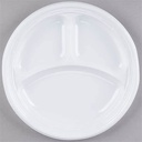 9" 3PT PLASTIC FLAT PLATE WHITE ROUND 11045/45029 125CT PLASTIFAR