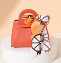 ORANGE LEATHER GIFT BAG W/SCARF 12 X 5.5 X 13CM