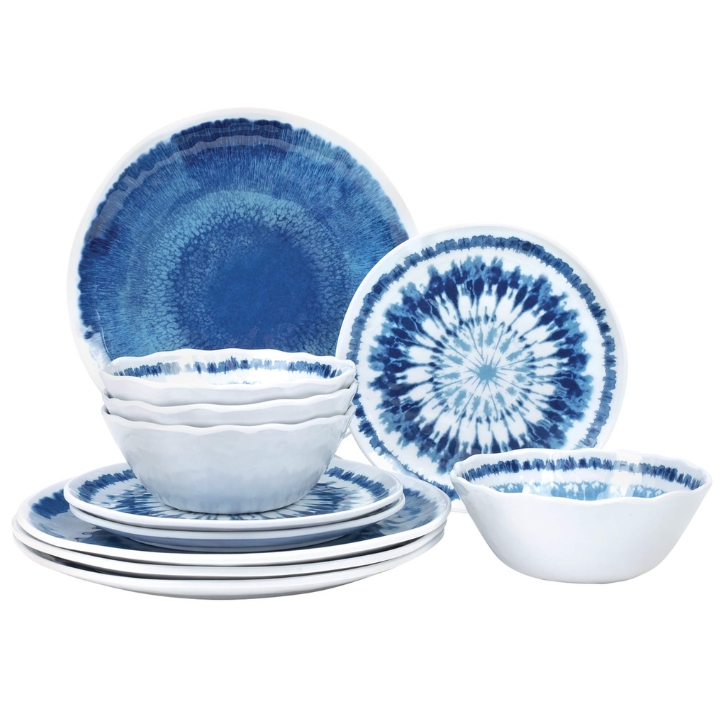 Melamine Tie-Dye Blue 12pc