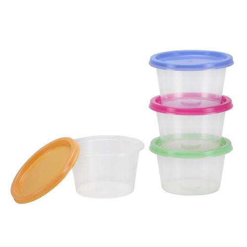Clear Mini Round Containers with Neon Lids 5oz