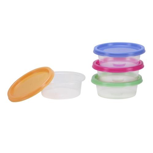 Premium Plastic Clear Mini Round Containers with Neon Lids 3oz