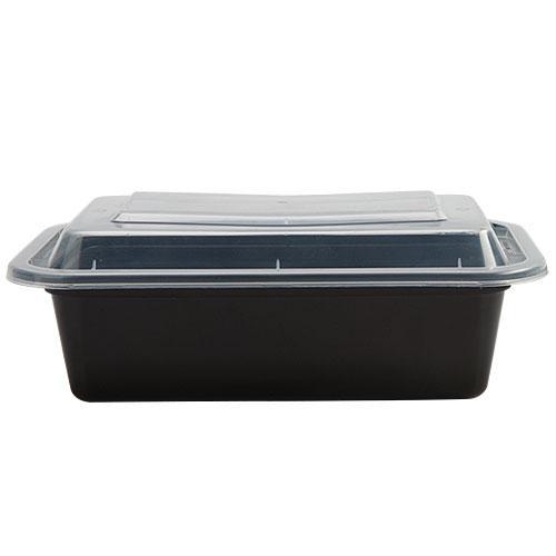 Microwaveable container with lid black 8x6 (12ct)