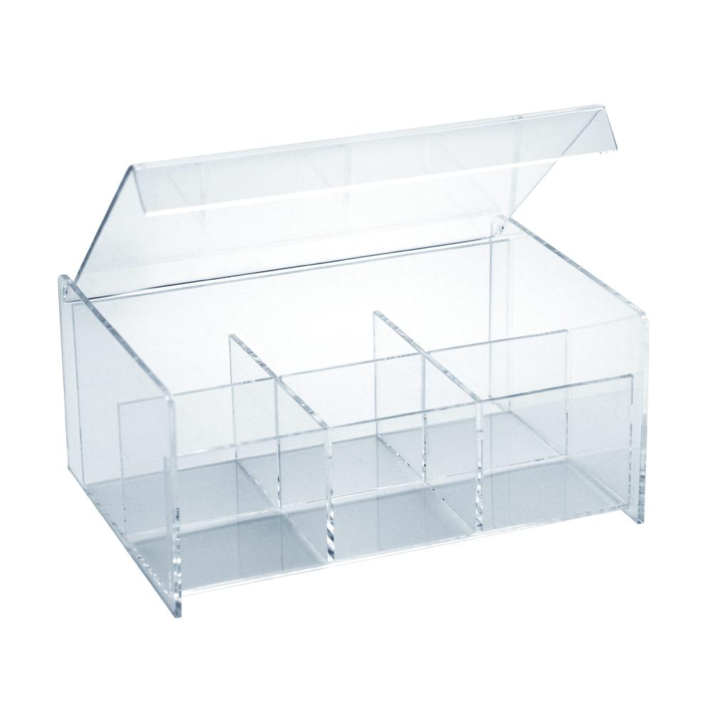 Acrylic 6 compartment tea holder with lid (Each)