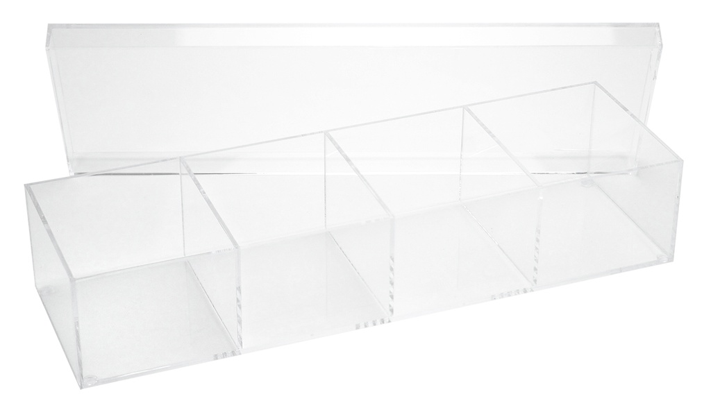 Acrylic 4 compartment rectangle with lid (Each)