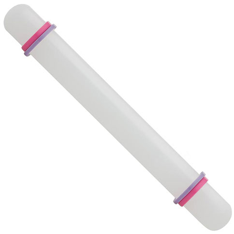 FONDANT ROLLING PIN W/ 2 SIZED THICKNESS RINGS 7512