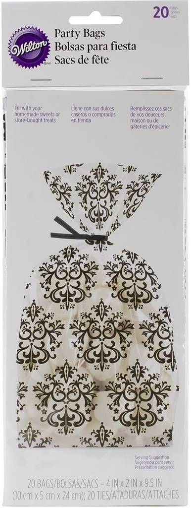 PARTY BAG DMSK BLK WHT2 20CT 1912-9026