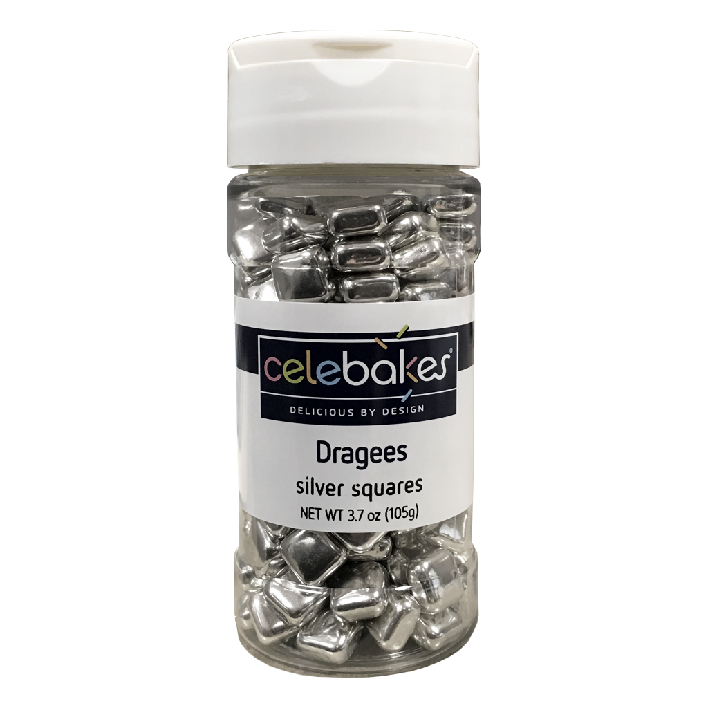 BS-CELEBAKES SILVER SQUARE DRAGEE, 3.7 OZ 7500-785812S