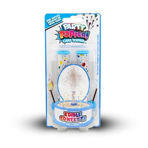 Party Popper Cake Topper White/Blue 3315