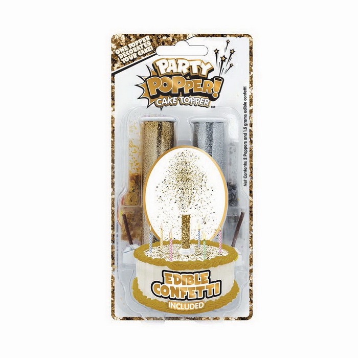 Party Popper Cake Topper Gold/Silver #3318