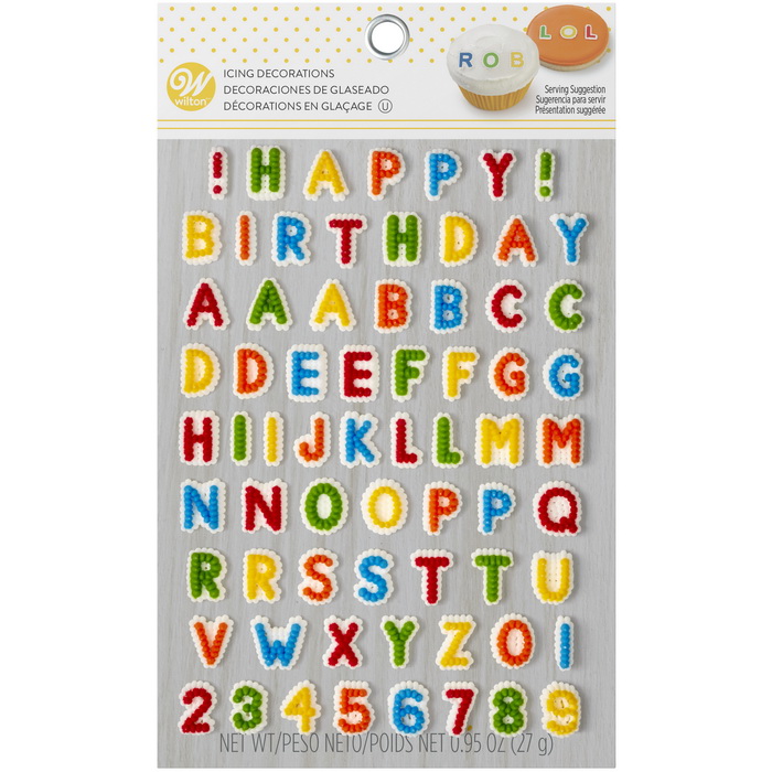 Wilton Happy Birthday/Letters and Numbers Icing Decorations 68ct 710-6042