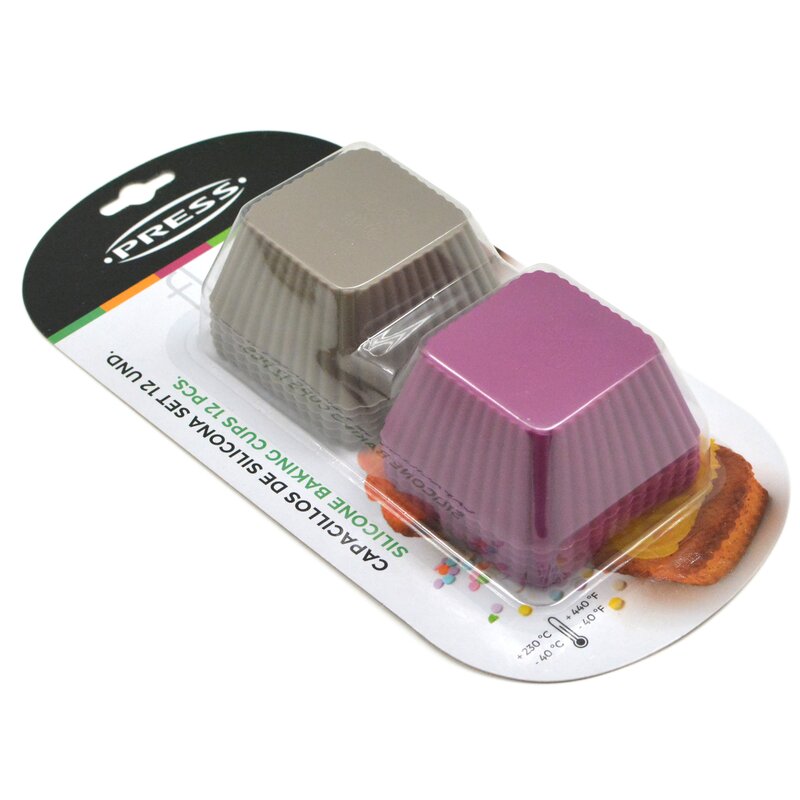 12PC SILICONE BAKING CUPS SQUARE