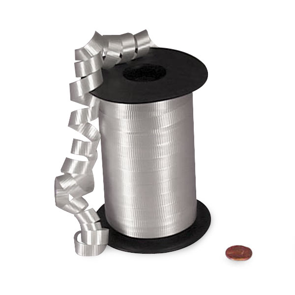 3/8" SILVER CRIMPED CURLING RIBBON 250YDS