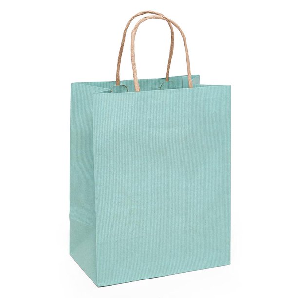 SKY BLUE SHADOW STRIPE HANDLE BAG 10"x5"x13" 25CT