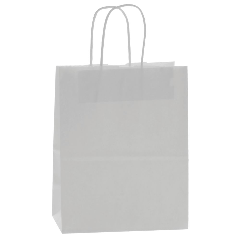 WHITE HANDLE BAG 8"x4 3/4"x10 1/4" (140112) 25CT