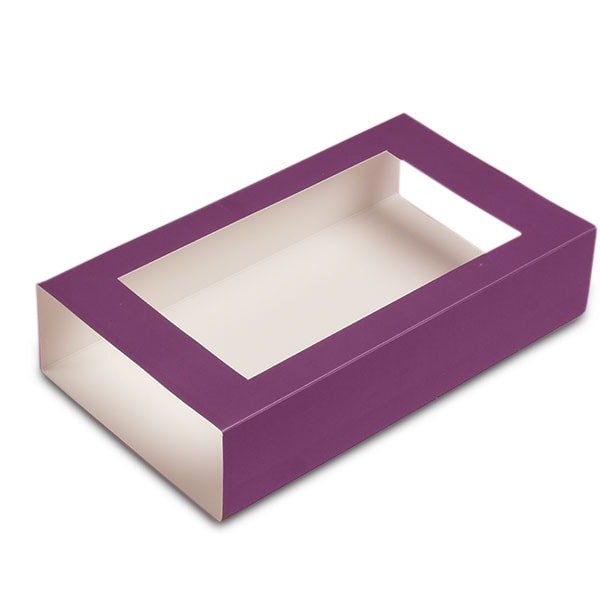 9 X 5-1/4 X 2 EGGPLANT WINDOW MACARON BOX SLEEVE