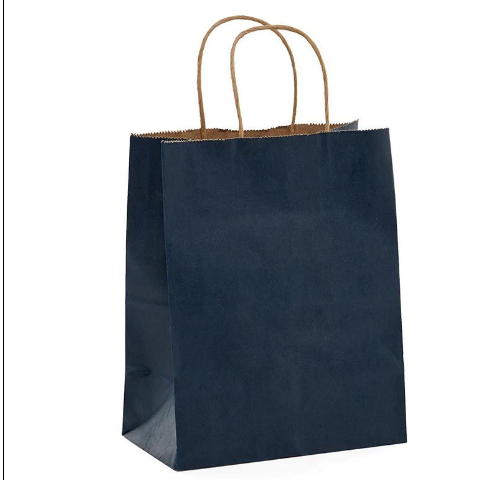 NAVY TINT KRAFT HANDLE BAG 8"x4 3/4"x10 1/4" 25CT