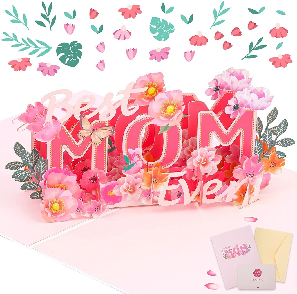 3D Pop Up Pink  Best Mom Mother's Day Greeting Card