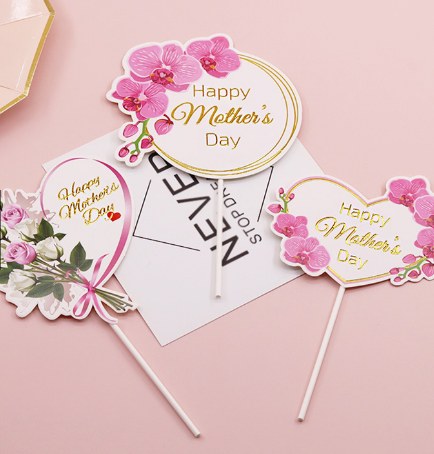 Happy Mother's Day Cake Topper Round Heart Flower Shape