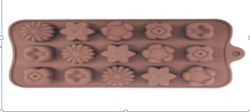 15 WELL FLOWER SHAPED CHOCOLATE SILICONE MOLD 5 DESIGNS