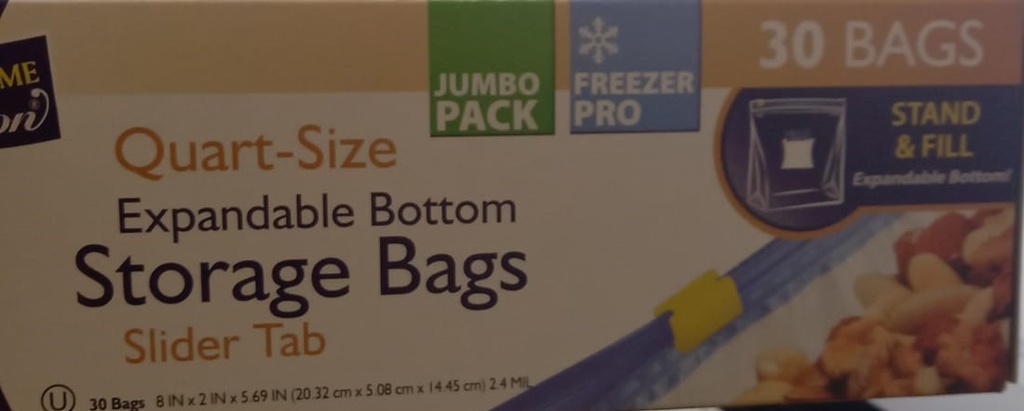 Quart Slider Expandable Storage Bag (30ct)
