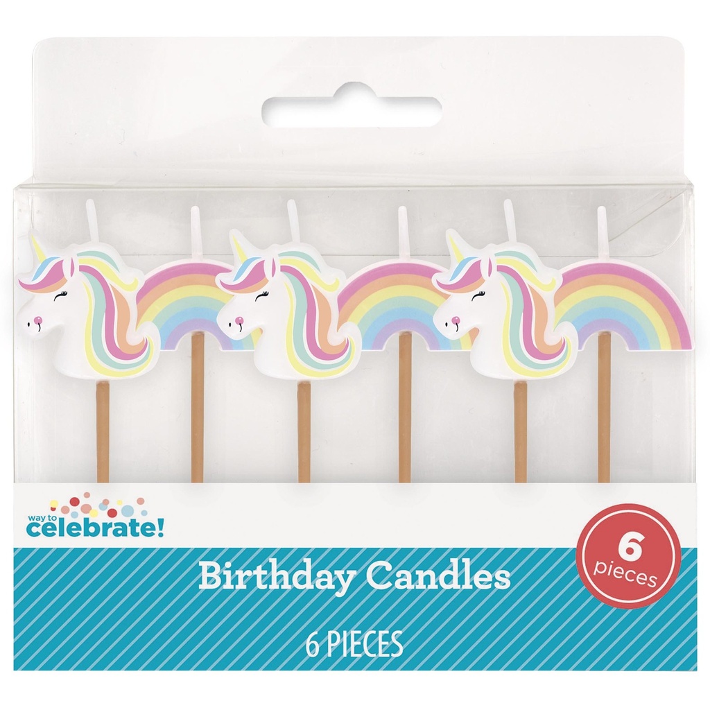 UNICORN BIRTHDAY CANDLES 6PC