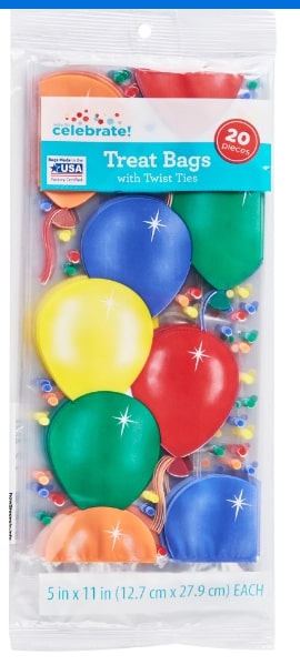 BALLOON DESIGN TREAT BAGS W/ TWIST TIES 20CT