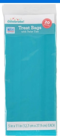 TEAL TREAT BAGS W/ TWIST TIES 20CT