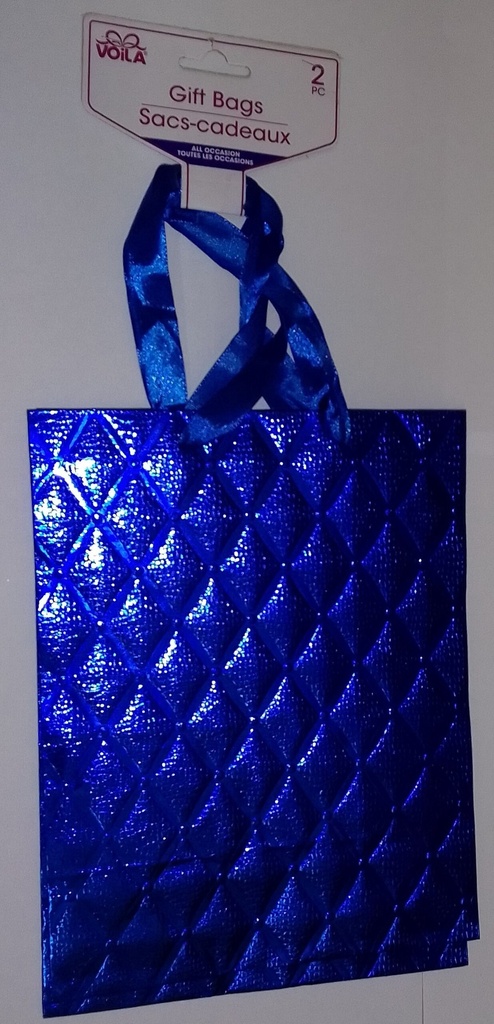 MEDIUM BLUE VOILA GIFT BAGS 2CT
