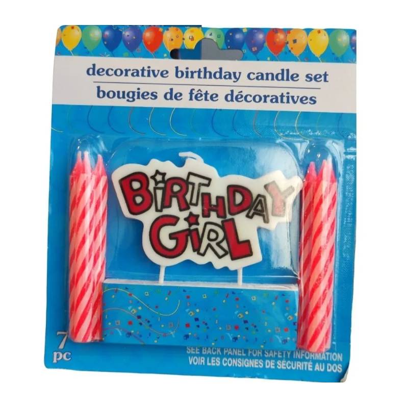DECORATIVE BIRTHDAY GIRL CANDLE SET
