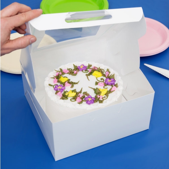 10" x 10" x 6" White Cake Box W/Window (CWW-03)