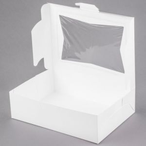 14" x 10" x 4" White Cake Box W/Window (CWW-08)