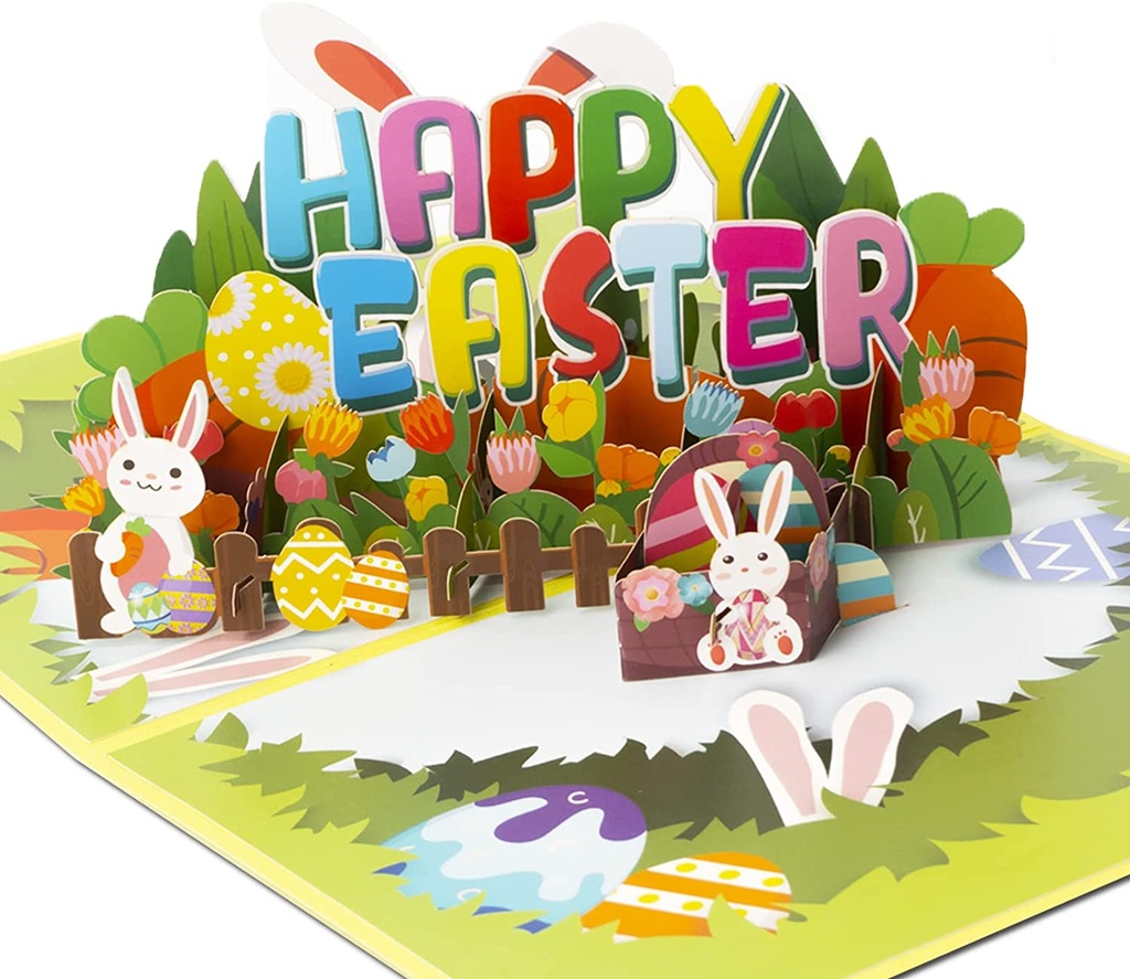 3D Pop Up Happy Easter Yellow Greeting Card