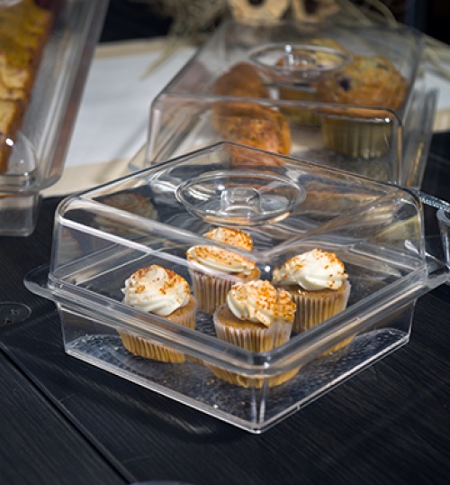 Clear Acrylc Square Tray w/Dome Lid (Each)