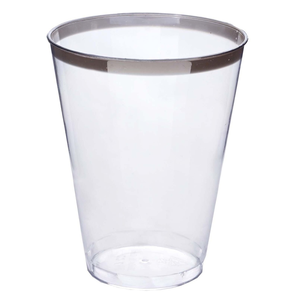 7 oz Silver/Clear Plastic Cup-Sliver-Rimmed Disposable Cup