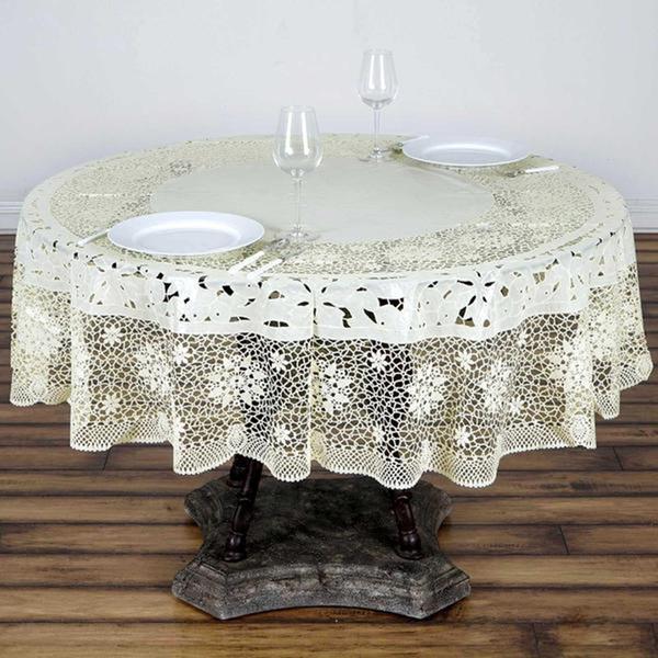 70" Ivory Vinyl Table Cover-