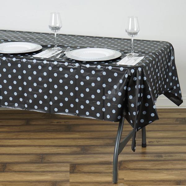 54" x 108" Black/White Vinyl Table Cover-