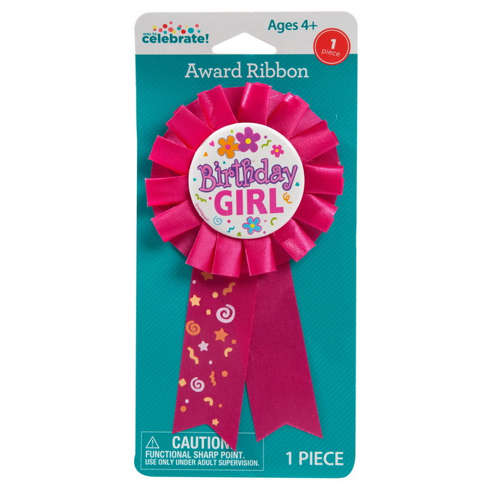 Birthday Girl Award Badge Pink 1ct
