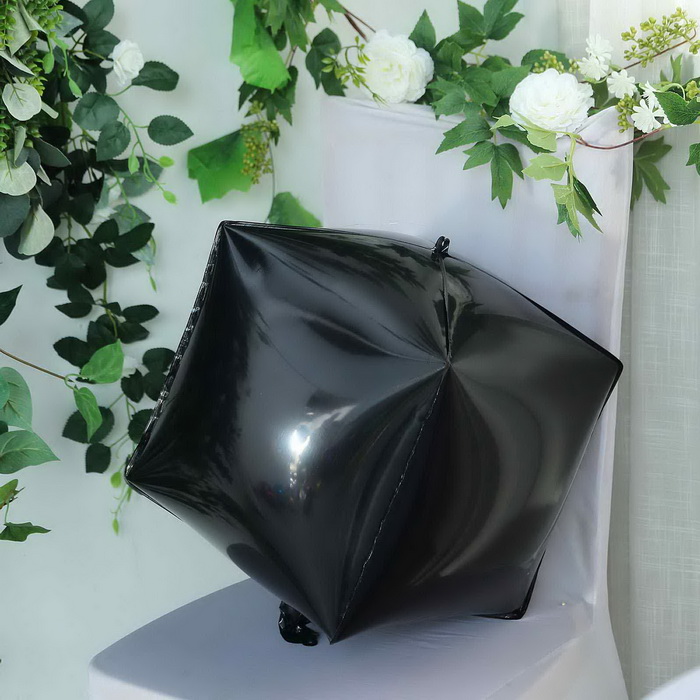 14" | Black | 4D Aluminium Foil Wholesale Mylar Balloons | Cube Shape - Case of 12 Balloons