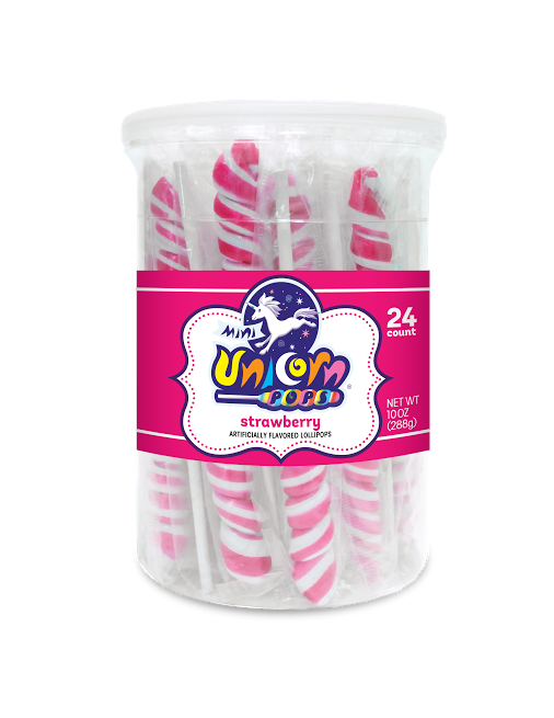 ADAMS & BROOKS MINI UNICORN POP 10OZ HOT PINK TUB 24CT