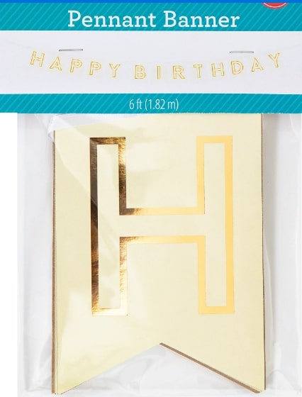 6FT IVORY & GOLD HAPPY BIRTHDAY BANNER (WM362352)