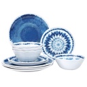 Melamine Tie-Dye Blue 12pc