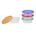 Premium Plastic Clear Mini Round Containers with Neon Lids 3oz