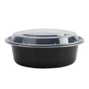 Round deep microwavable black container w/lid 9" (12ct)
