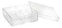Acrylic 4 comp square container with clear lid 8x8x2.5" (Each)