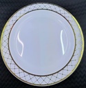 6" WHITE PLASTIC PLATE W/GOLD DIAMOND DESIGN RIM 8CT