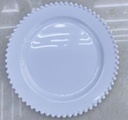 7" WHITE PLASTIC PLATE W/BEADED RIM 6CT