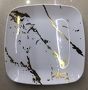 10" SQUARE WHITE/GOLD DESIGN PLATE 3CT
