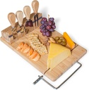 Bamboo Cheese Board with Wire Slicer, 4-Piece Knife Set 7702