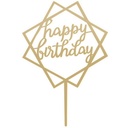 Happy Birthday Topper Gold Acrylic