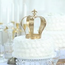 8" Gold Metal Royal Crown Cake Topper | Fillable Cake Crown Centerpiece with Fleur-De-Lis Tip